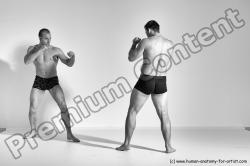 Underwear Martial art Man - Man White Moving poses Athletic Short Brown Dynamic poses Academic